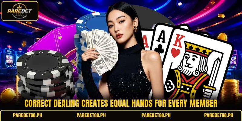 Correct dealing creates equal hands for every member Correct dealing creates equal hands for every member
