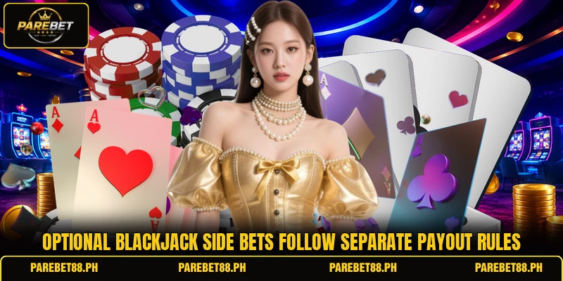 Optional blackjack side bets follow separate payout rules Optional blackjack side bets follow separate payout rules