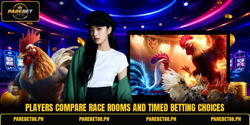 Players compare race rooms and timed betting choices Players compare race rooms and timed betting choices